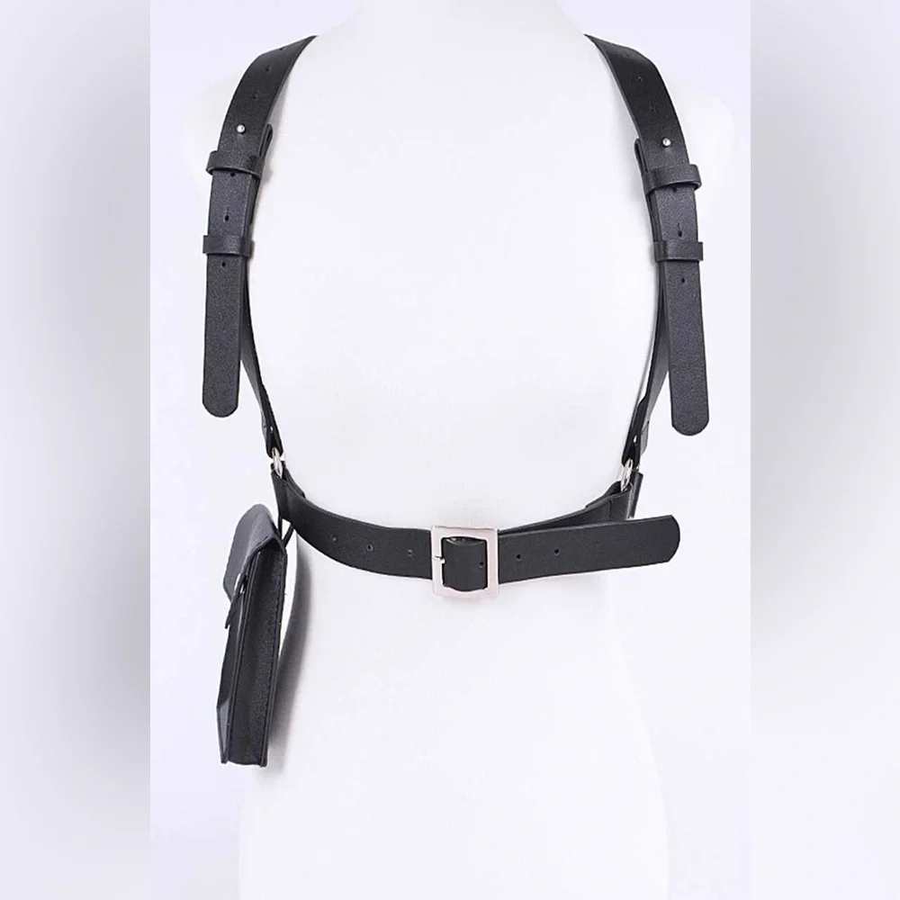 Vegan Leather Suspender Statement Belt